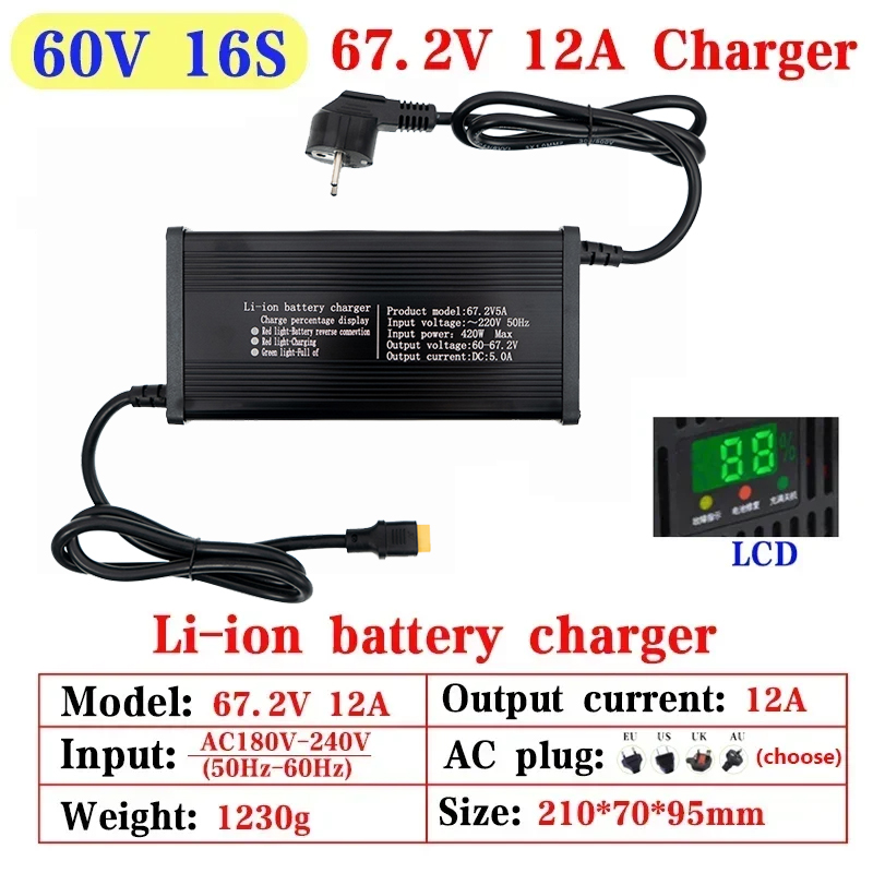 48V 60V 72V 5A 8A 10A 12A 15A  - đánh giá và giá 84V 20A Smart Charger