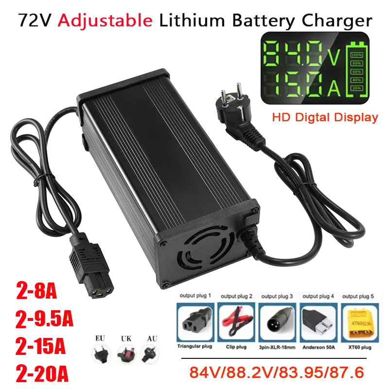72V 2-8A 2-9.5A 2-15A 2-20A Ad - đánh giá và giá 84V 20A Smart Charger